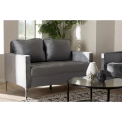 Baxton Studio Clara Velvet Fabric Upholstered 2 Seater Loveseat Gray - BaxtonStudio 13 Baxton Studio Clara Velvet Fabric Upholstered 2 Seater Loveseat Gray - BaxtonStudio -Lush Living Store GUEST d11513a1 06f9 4488 8297 da88cd3e3761