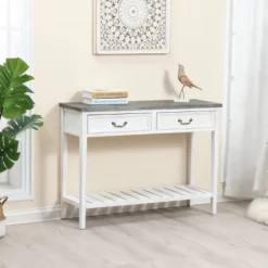 LuxenHome Farmhouse Distressed White Wood Console Table With Storage 19 LuxenHome Farmhouse Distressed White Wood Console Table With Storage -Lush Living Store GUEST d11fc8b0 b143 4cc5 b54a 141e33958668