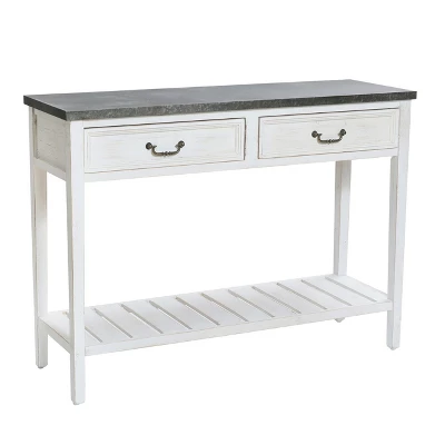 LuxenHome Farmhouse Distressed White Wood Console Table With Storage 13 LuxenHome Farmhouse Distressed White Wood Console Table With Storage - Image 11