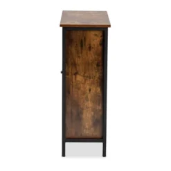 Wayland Rustic Wood And Metal 1 Door Shoe Storage Cabinet Brown/Black - Baxton Studio -Lush Living Store GUEST d17a2303 7d93 49cb 86e7 dc8bf2797c16