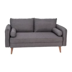 Emma And Oliver Upholstered Mid-Century Modern Pocket Spring Loveseat With Wooden Legs And Removable Back Cushions -Lush Living Store GUEST d1b419ea 583b 41a1 bdc5 dd7ba93d8bd8