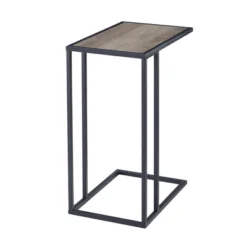 23" Modern Rectangle Two-Tone C Side Table With Metal Base - Saracina Home -Lush Living Store GUEST d20774fc 5fe4 4fa9 bf5f cf9fd585efd4