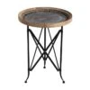 Classic Vintage Wood And Metal Round Side Table Natural/Black - A&B Home -Lush Living Store GUEST d20925a5 2fee 40d5 89ff 24af3de43085