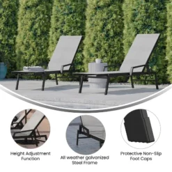 Flash Furniture Brazos Set Of 2 Adjustable Chaise Lounge Chairs With Arms, All-Weather Outdoor Five-Position Recliners 19 Flash Furniture Brazos Set Of 2 Adjustable Chaise Lounge Chairs With Arms, All-Weather Outdoor Five-Position Recliners -Lush Living Store GUEST d278d3f3 c7b6 483c a21f 602a073f4f7d