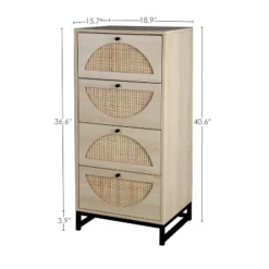 Arina Farmhouse Natural Rattan Vertical 4 With Deep Drawers Dresser-The Pop Maison -Lush Living Store GUEST d2e11ee5 a4b8 4ad9 aae1 47fd897fbedb