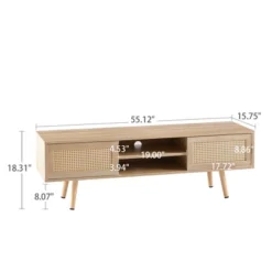 Rattan TV Stand, Entertainment Center With Sliding Doors, TV Console Cabinet With Adjustable Shelf, Natural-ModernLuxe -Lush Living Store GUEST d2fae453 3a84 46eb 940b a3f9afaf63b8