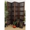 Traditional Wood Rectangle Room Divider Screen Brown - Olivia & May