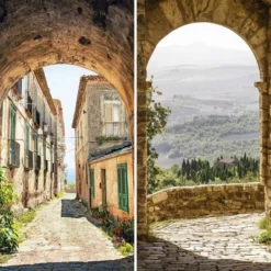 6" Double Sided European Village Canvas Room Divider Green - Oriental Furniture -Lush Living Store GUEST d353cd05 cf07 4792 a3f3 4b785f34f474