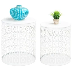 Best Choice Products Set Of 2 Decorative Nesting Round Patterned Accent Side Coffee End Table Nightstands -Lush Living Store GUEST d36c922f 9a38 42b6 8c11 c4e4668a28ed