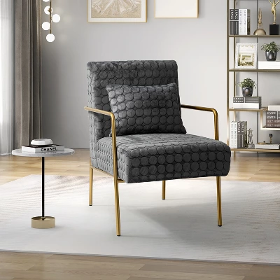 Javier Upholstered Armchair With Metal Legs And Lumbar Pillow For Living Room | ARTFUL LIVING DESIGN 13 Javier Upholstered Armchair With Metal Legs And Lumbar Pillow For Living Room | ARTFUL LIVING DESIGN - Image 11