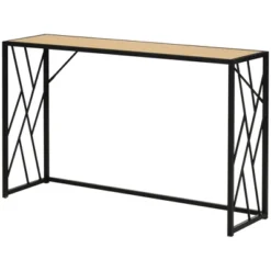 HOMCOM 47.25" Console Table, Industrial Sofa Table With Metal Frame For Living Room, Or Hallway, Natural/Black -Lush Living Store GUEST d3892887 9bbd 473c a3bd 8889a4abfe67