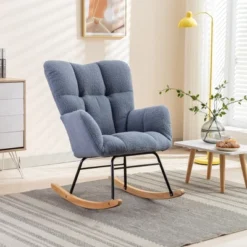 Epping Accent Modern Armchair Faux Shearling Fabric Nursery Glider Rocker, Wingback Chair Rocking Chairs-Maison Boucle -Lush Living Store GUEST d3913b09 5004 4bc7 a381 bfd64f2e7094