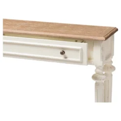 Marquetterie French Provincial Style Weathered Oak Wash And Distressed Wood Finish Two - Tone Console Table - White - Baxton Studio -Lush Living Store GUEST d3ee5590 7315 4b41 a306 5d4bbbac67e9
