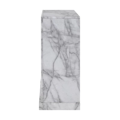 Dridun Faux Marble Fireplace White/Gray - Aiden Lane 5 Dridun Faux Marble Fireplace White/Gray - Aiden Lane - Image 3