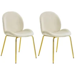 Costway Set Of 2 Velvet Accent Chairs Dining Side Chairs W/Gold Metal Legs Pink/Beige/Green/Grey -Lush Living Store GUEST d460d592 e587 4bbf 8b8b 6d5d11a92e1c