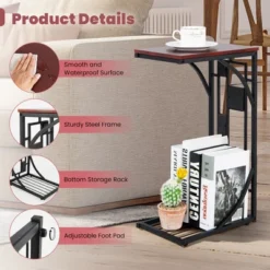 Costway 1PC2 PCS C-Shaped Side Sofa Narrow Snack Table For Living Room Bedroom Small Space -Lush Living Store GUEST d5c7d7a6 1a74 4791 bb87 7a228995d6a2