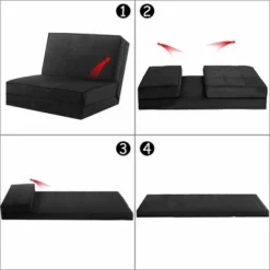 Costway Convertible Fold Down Chair Flip Out Lounger Sleeper Bed Couch Black -Lush Living Store GUEST d6058f57 bdb1 48c3 bec0 d6be7acf8a07