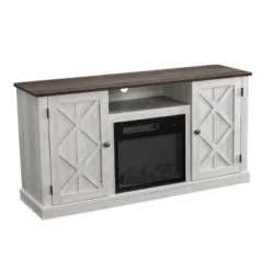 54" TV Stand For TVs Up To 60" With Electric Fireplace Saw Cut Off White - Home Essentials -Lush Living Store GUEST d65bd5db c3bf 4308 b00d adecc4ddd8db
