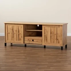 Unna Wood 2 Door TV Stand For TVs Up To 65" Oak Brown/Black - Baxton Studio -Lush Living Store GUEST d6d1fe9c 47a7 46e9 961e 61170ce3c633