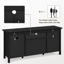 Yaheetech 58in Modern TV Console Table With Power Outlet Black -Lush Living Store GUEST d6de4b35 2008 4835 9ce6 fb5608dde270