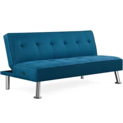 Yaheetech Modern Fabric Convertible Futon Sofa Bed With USB Ports -Lush Living Store GUEST d70b4c77 487d 4d93 96fc 169dda4637db