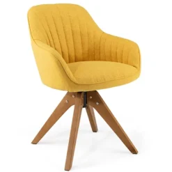 Costway Modern 360 Degree Swivel Accent Chair W/ Linen Fabric & High-density Sponge Yellow/Brown/White/Grey/Red -Lush Living Store GUEST d7172bcc b04e 4ea2 9a80 6b6474b6210d