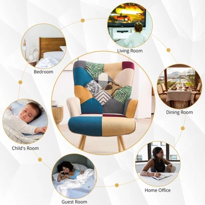 FERPIT Upholstered Wingback Accent Chair & Rocking Chair With Rubberwood Legs & Rockers 6 FERPIT Upholstered Wingback Accent Chair & Rocking Chair With Rubberwood Legs & Rockers - Image 4