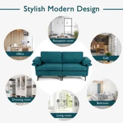 Costway Modern Loveseat Fabric 2-Seat Sofa Couch For Small Space W/ Metal Legs BlueRust Red -Lush Living Store GUEST d73935a6 3077 4d51 90c3 b1158e3b2987