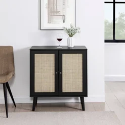 Modern Boho Wood And Rattan 2 Door Accent Cabinet - Saracina Home -Lush Living Store GUEST d74ddd5c 1187 48fe bc16 4176c39cb9b1