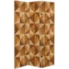 6" Double Sided Wood Inlay Pattern Canvas Room Divider Brown - Oriental Furniture -Lush Living Store GUEST d755dcb8 9027 4e1a ae93 7ffc38e66660