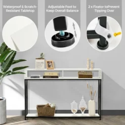 Costway Console Table With Open Shelf And Storage Compartments Steel Frame -Lush Living Store GUEST d763f527 8525 4397 8eda 08f89685b14f