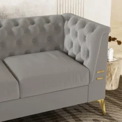 82.7" Chesterfield Sofa, Velvet Upholstered 3 Seater Sofa Couch-ModernLuxe -Lush Living Store GUEST d77cfaa6 c93b 4ed2 b916 b3b61592d168