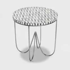 Zahra Round Side Table Black/White - Adore Decor