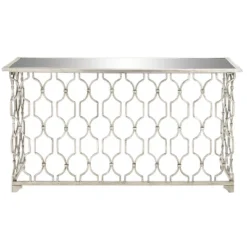 Contemporary Metal Pattern Console Table Silver - Olivia & May 23 Contemporary Metal Pattern Console Table Silver - Olivia & May -Lush Living Store GUEST d8101e39 53f9 4789 8369 08479e2b3b07