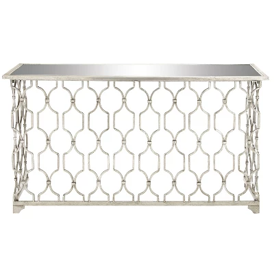 Contemporary Metal Pattern Console Table Silver - Olivia & May 4 Contemporary Metal Pattern Console Table Silver - Olivia & May - Image 2