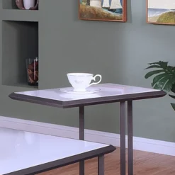 Inlissa 2 Open Shelf Console Table Gun Metal/White High Gloss - MiBasics -Lush Living Store GUEST d8215f4b 2c22 40bc 84ee 766aa64a6bea