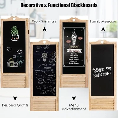 Costway 4-Panel Folding Divider Screen W/Chalkboard 5.7Ft Tall Natural 7 Costway 4-Panel Folding Divider Screen W/Chalkboard 5.7Ft Tall Natural - Image 5