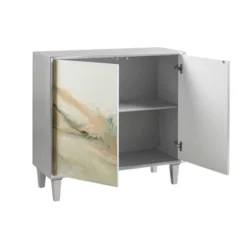 Lucy 2 Door Abstract Modern Accent Chest Silver - Madison Park -Lush Living Store GUEST d92ed49c 1541 4b57 b961 d4b01595ce88