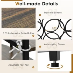 Tangkula Wine Rack Table Coffee Bar Cabinet Freestanding Liquor Stand Glass Holder -Lush Living Store GUEST d93614f8 9d77 40f4 bf98 c34e6fdb7215