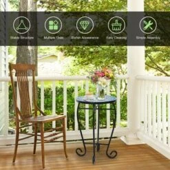 Costway Mosaic Side Table Accent Table Round Balcony Bistro End Table OrangeBlueNavy -Lush Living Store GUEST d959b690 39bf 47e7 9e65 bcfa5bdf1341