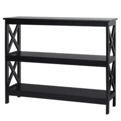 Costway 3-Tier Console Table X-Design Bookshelf Sofa Side Accent Table W/Shelf EspressoBlack -Lush Living Store GUEST d96e3cd4 6b78 4e39 89ba cf88c23eb318
