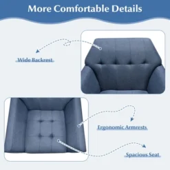 Costway Modern Tufted Fabric Accent Chair Upholstered Armchair With Rubber Wood Legs Blue/Grey 20 Costway Modern Tufted Fabric Accent Chair Upholstered Armchair With Rubber Wood Legs Blue/Grey -Lush Living Store GUEST d9724ce9 d837 4ec3 a157 920bf0de2e66