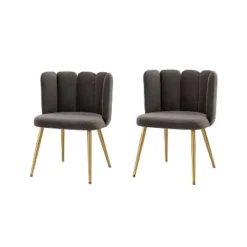 Set Of 2 Barbara Contemparary Velvet Vanity Stool For Makeup Room, Moden Accent Side Chairs For Living Room With Shell Back And Golden Metal Legs| ARTFUL LIVING DESIGN -Lush Living Store GUEST d9e2cb76 d1a4 498e a623 1dc6884ff799