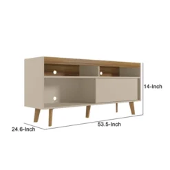54" Wooden TV Stand For TVs Up To 54" With 1 Sliding Door And 3 Open Compartments Brown/Off White - The Urban Port -Lush Living Store GUEST da0e6df1 d9cd 44d5 9b5e 149f75208332