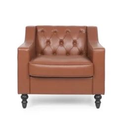 Furman Contemporary Tufted Club Chair Cognac - Christopher Knight Home -Lush Living Store GUEST da354514 a70d 48cd b14b 6103bf6f0633