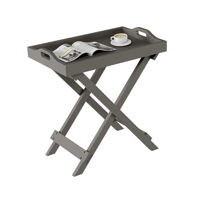 Hastings Home Folding Side Table With Removable Tray Top - Gray 3 Hastings Home Folding Side Table With Removable Tray Top - Gray
