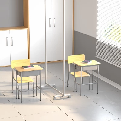 Flash Furniture Transparent Acrylic Mobile Partition With Lockable Casters, 72"H X 36"L 3 Flash Furniture Transparent Acrylic Mobile Partition With Lockable Casters, 72"H X 36"L