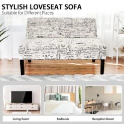 Costway Loveseat Sofa Fabric Settee Bench Bed Chair Wooden Leg Living Room -Lush Living Store GUEST da9172d7 dbab 47a1 a6eb 643f383f887b