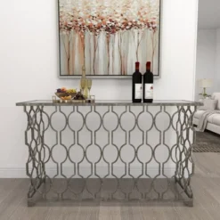 Contemporary Metal Pattern Console Table Silver - Olivia & May 40 Contemporary Metal Pattern Console Table Silver - Olivia & May -Lush Living Store GUEST da9bbe7f f91c 4e26 a4f3 547789d663fb