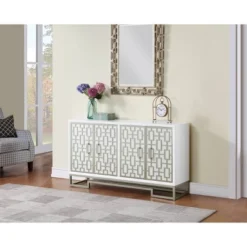Snowy 4 Door Credenza White - Treasure Trove Accents -Lush Living Store GUEST dac811ab 8f8a 48ed a33b 2b27b6bf46ad